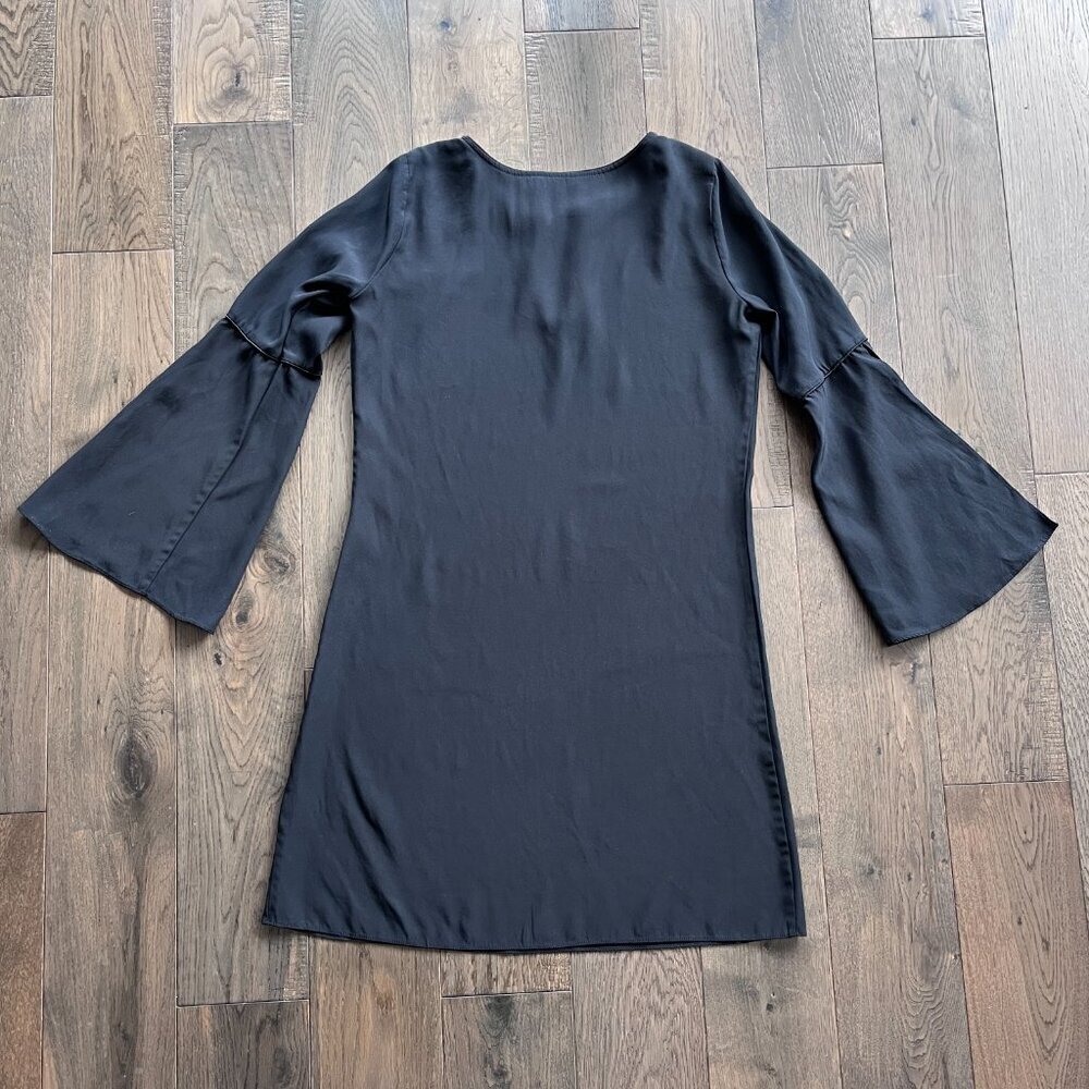 Calypso St. Barth Silk Flutter Bell Sleeve Keyhole Neckline Dress Black Size XS - Picture 5 of 7